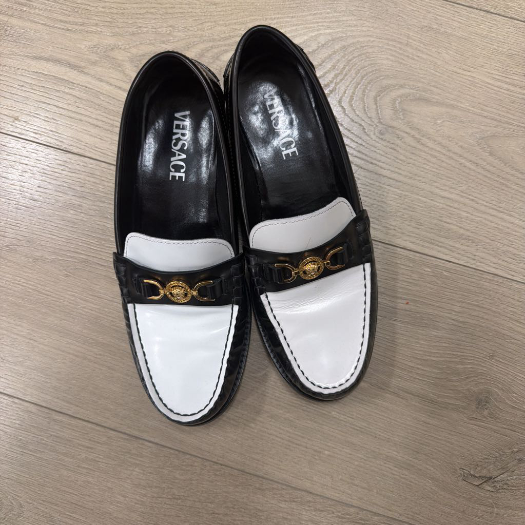 Black White Leather Penny Loafer, 37