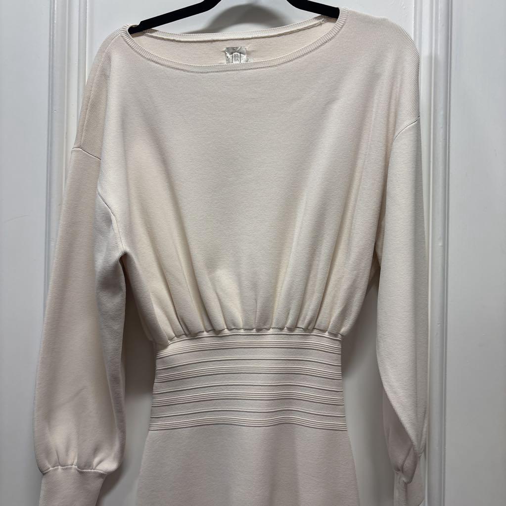 Cream Viscose Blend Longsleeve Maxi Dress