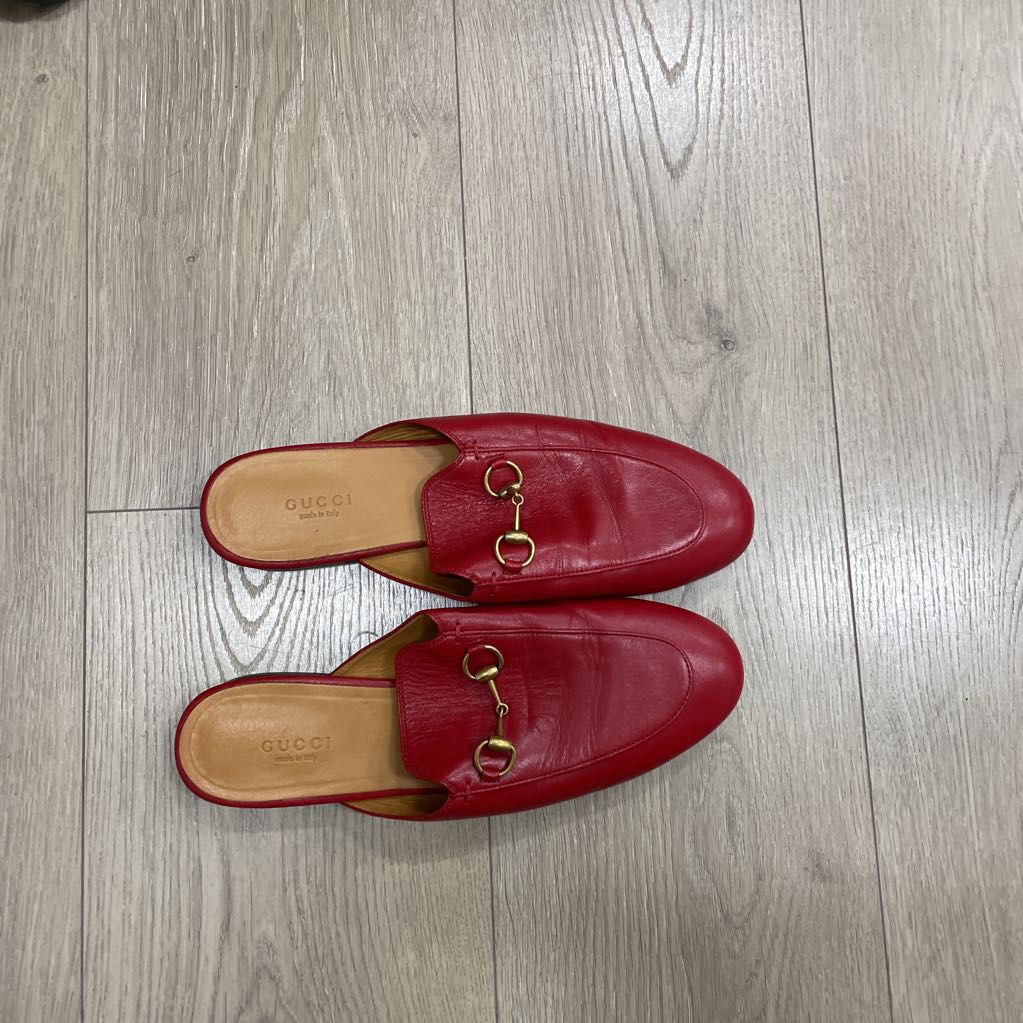Red Leather Mules