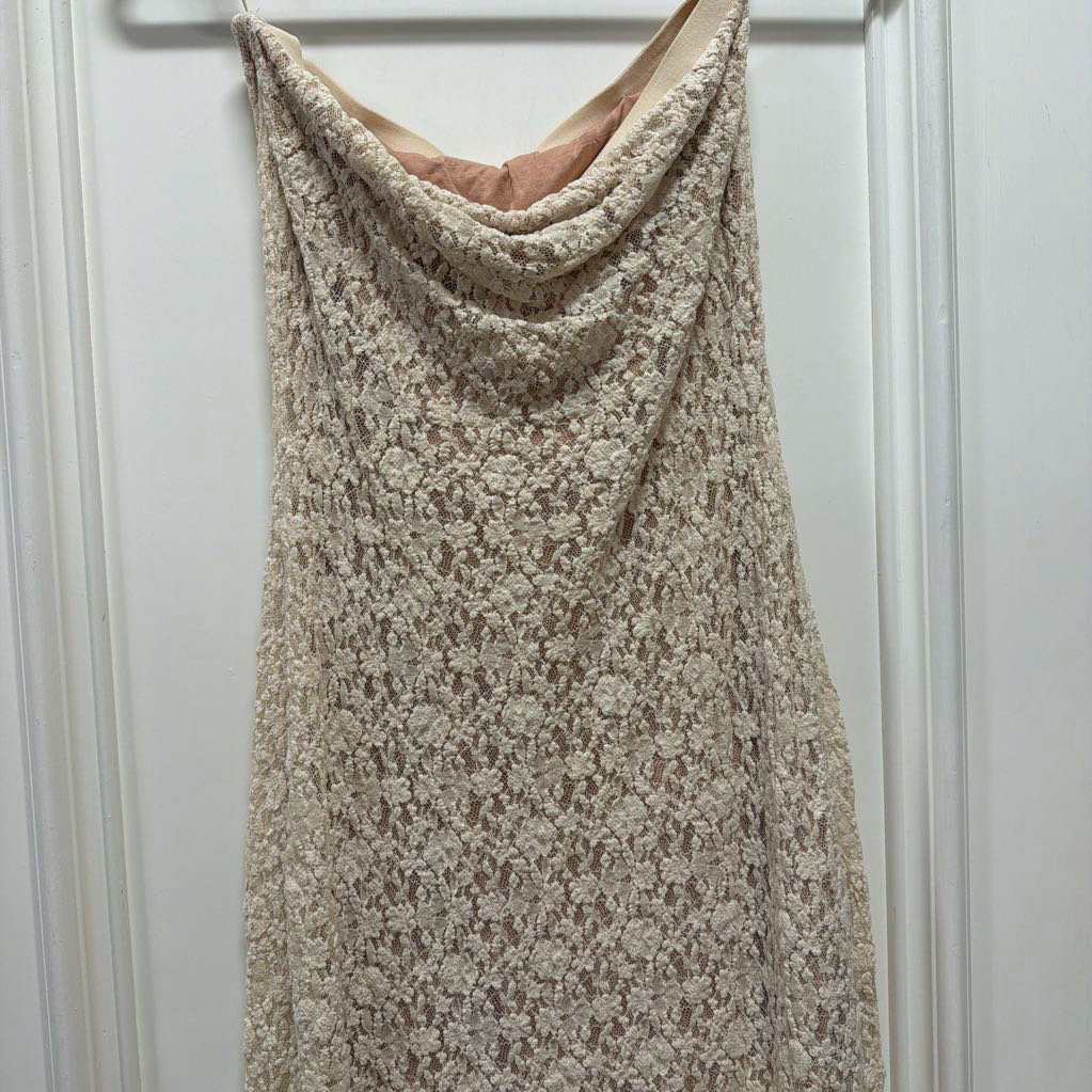 Cream Cotton Blend Lace Strapless Dress (NWT)