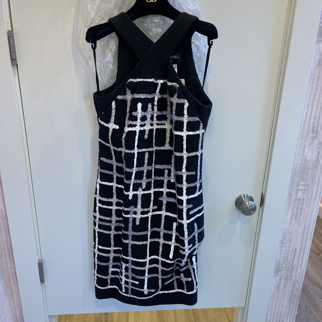 Chanel Black and White Painted 2009 Chanel Dress