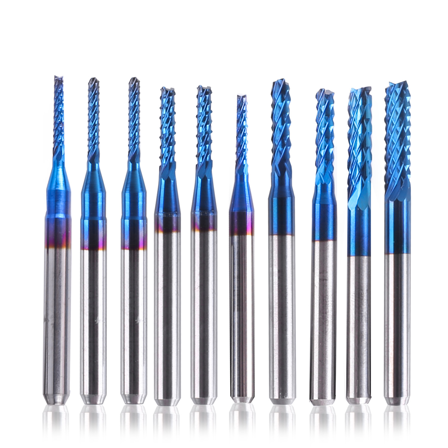 SainSmart Genmitsu 10Pcs Nano Blue Coat End Mill CNC Router Bits 1.53