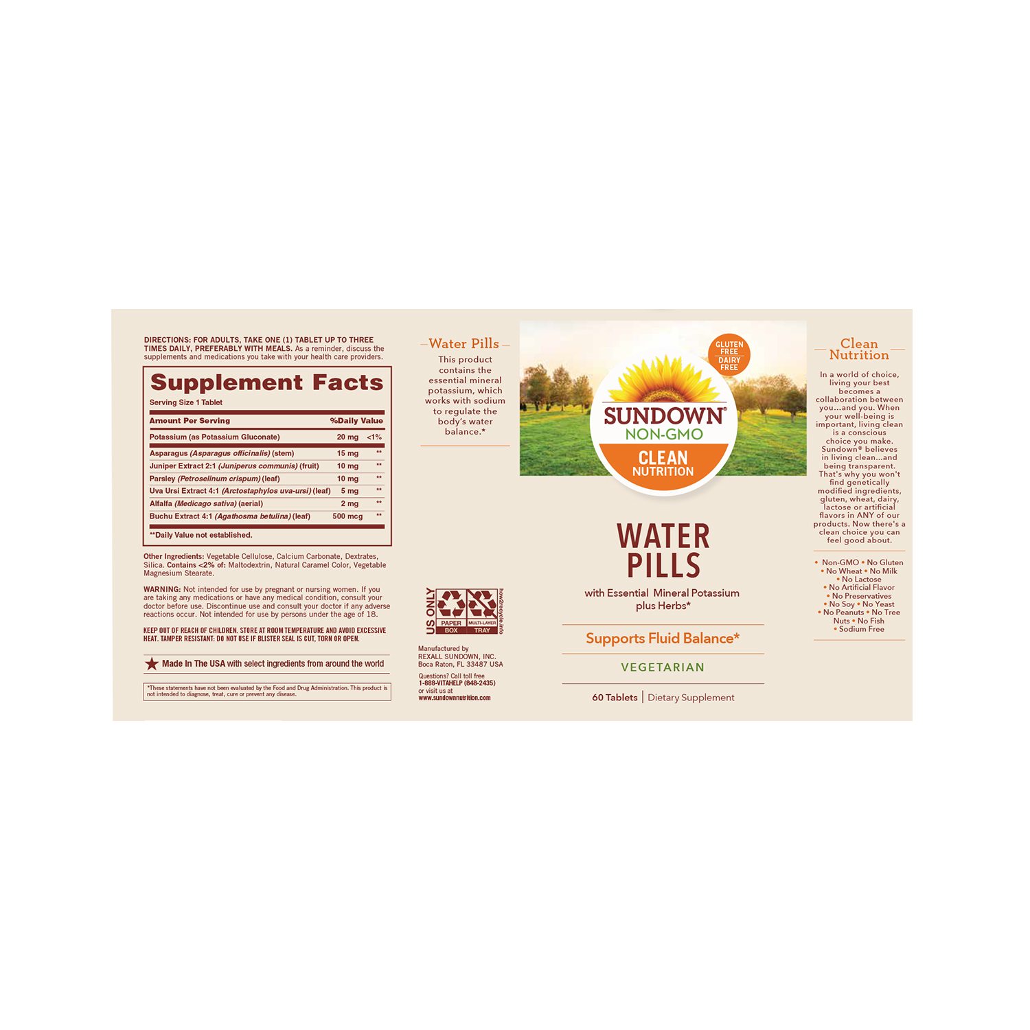 Ripley SUNDOWN NATURALS NATURAL WATER PILLS RETENCION DE LIQUIDOS 60