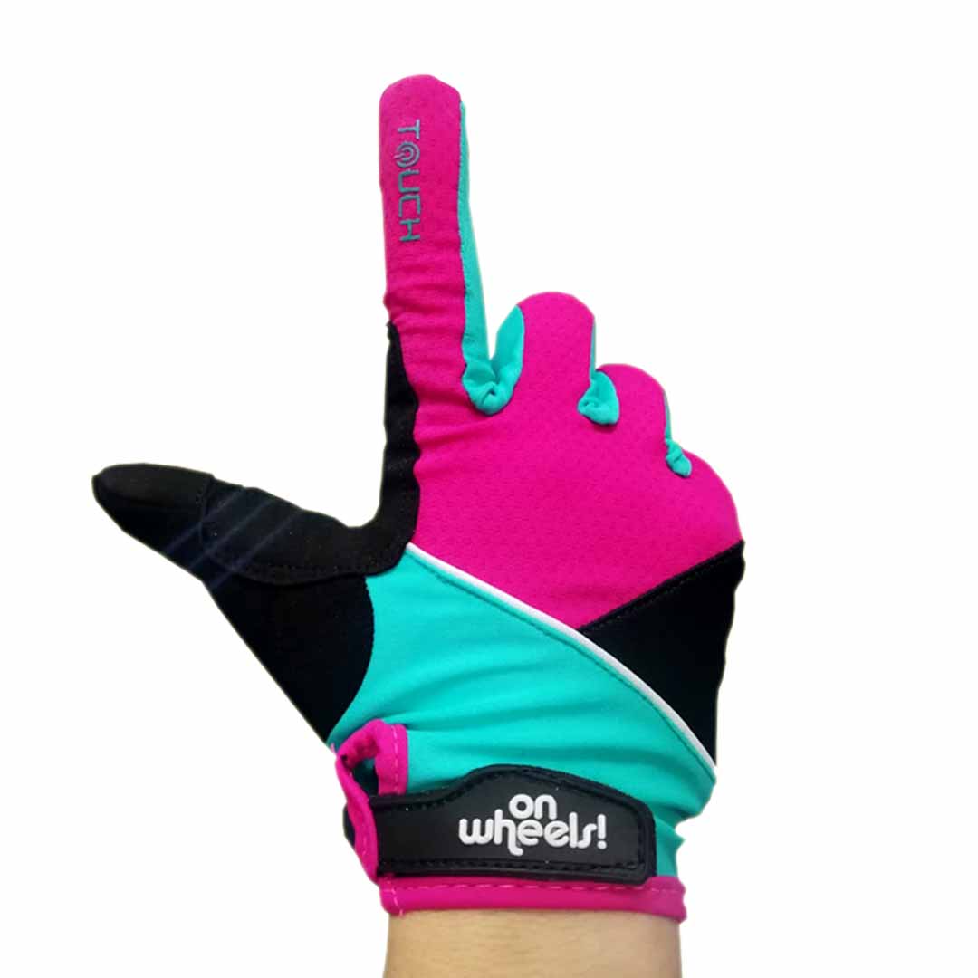 Ripley - GUANTE LARGO TOUCH ONWHEELS MORADO/VERDE TALLA M