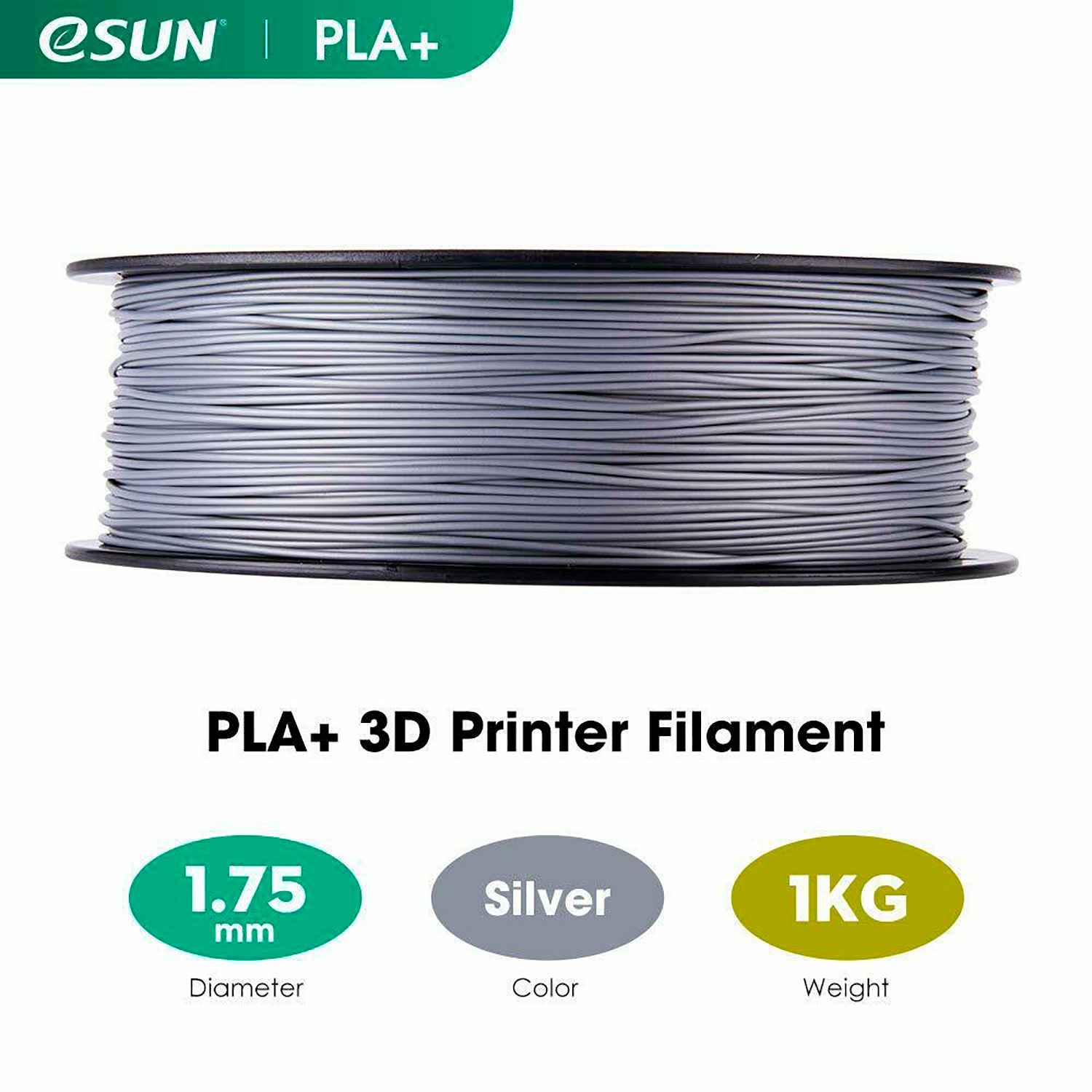Ripley - FILAMENTO IMPRESORA 3D PLA+ 1.75MM 1KG ESUN PLATEADO