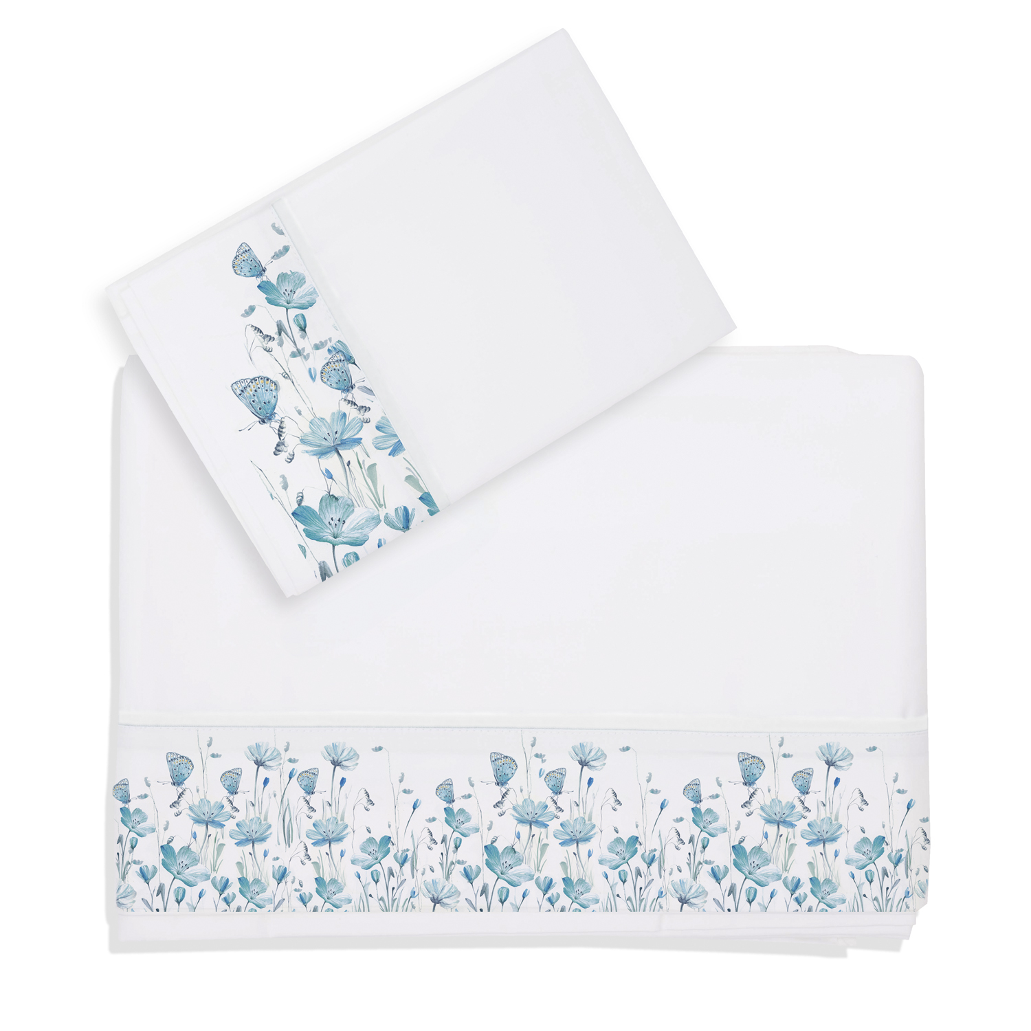 Juego de Sábanas Florcitas Turquesa 1,5 Plazas