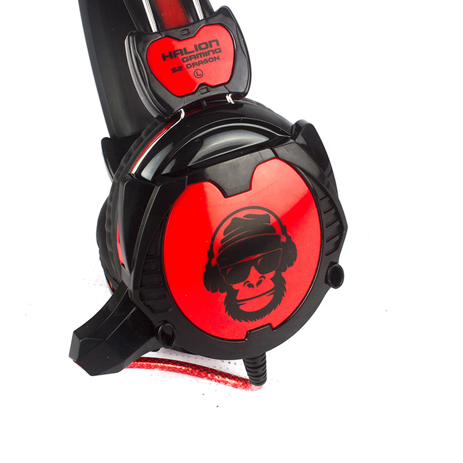Ripley - HALION AUDIFONO S2 MONKEY PARA PC 3.5MM MICROFONO ROJO