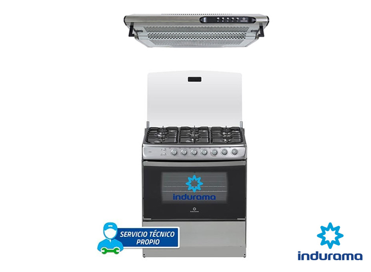 Ripley - COCINA A GAS INDURAMA SENNA 6 HORNILLAS + CAMPANA DE 90' INDURAMA