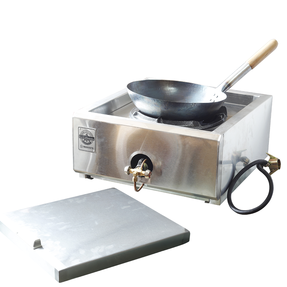Ripley - HORNILLA WOK A GAS CON TAPA ACERO INOX AISI 201