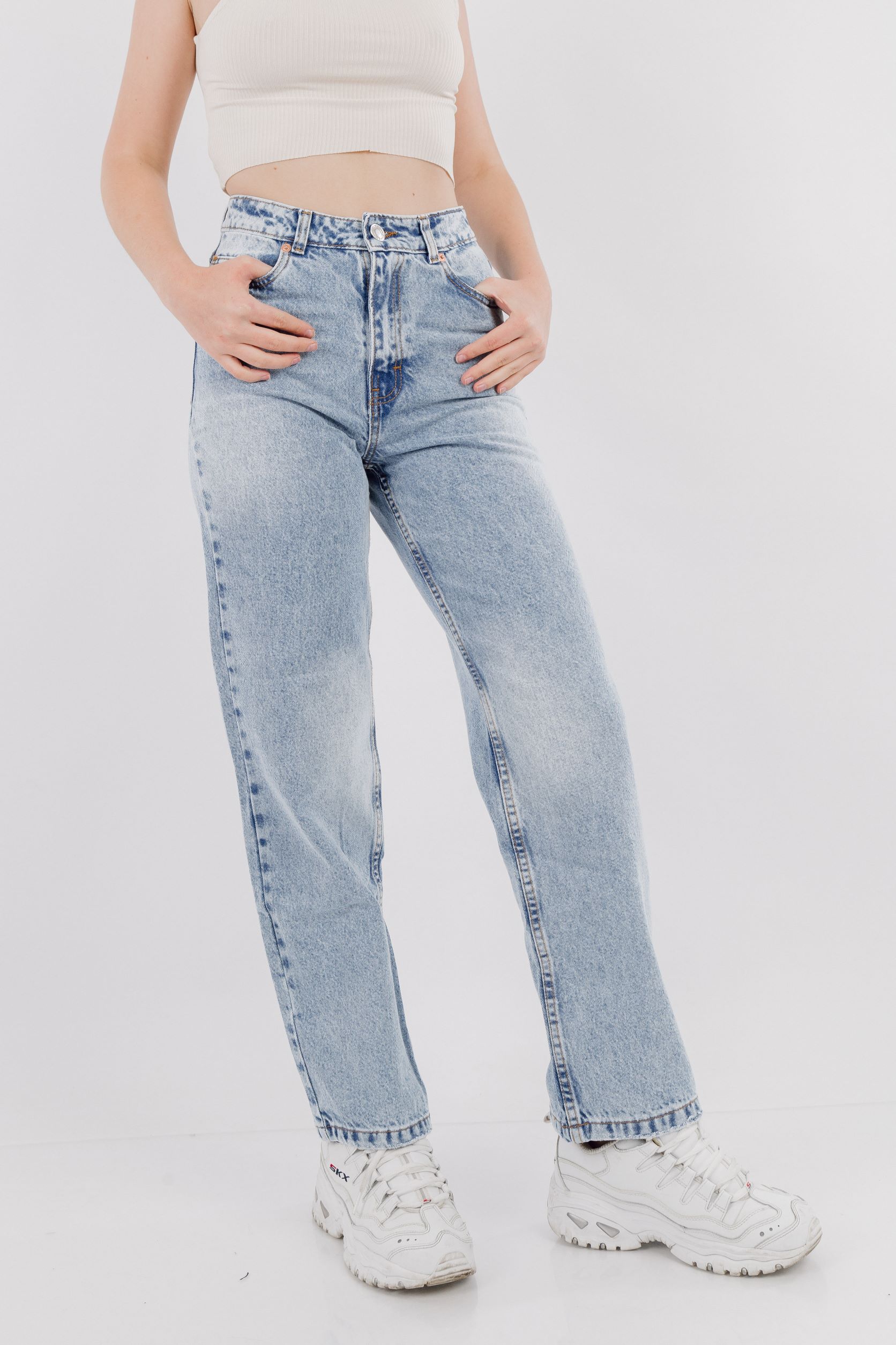 Ripley - DENIM JEAN MUJER DSHENK WIDE LEG DENIM CELESTE CLARO VINTAGE