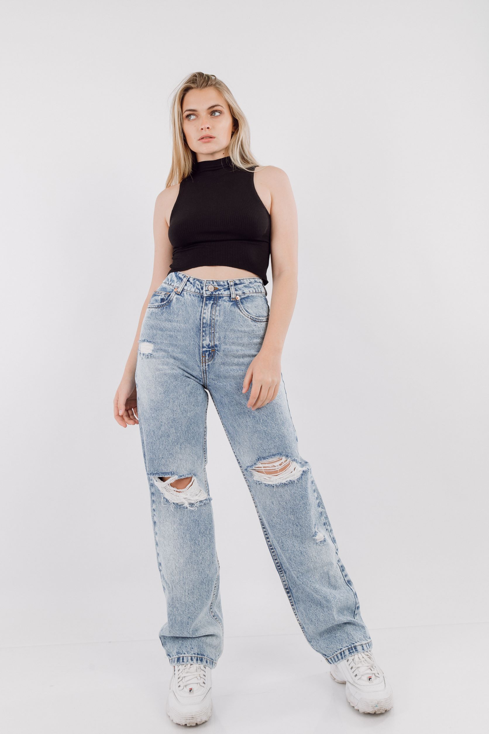 Ripley - DENIM JEAN MUJER DSHENK WIDE LEG DESTROYED CELESTE VINTAGE