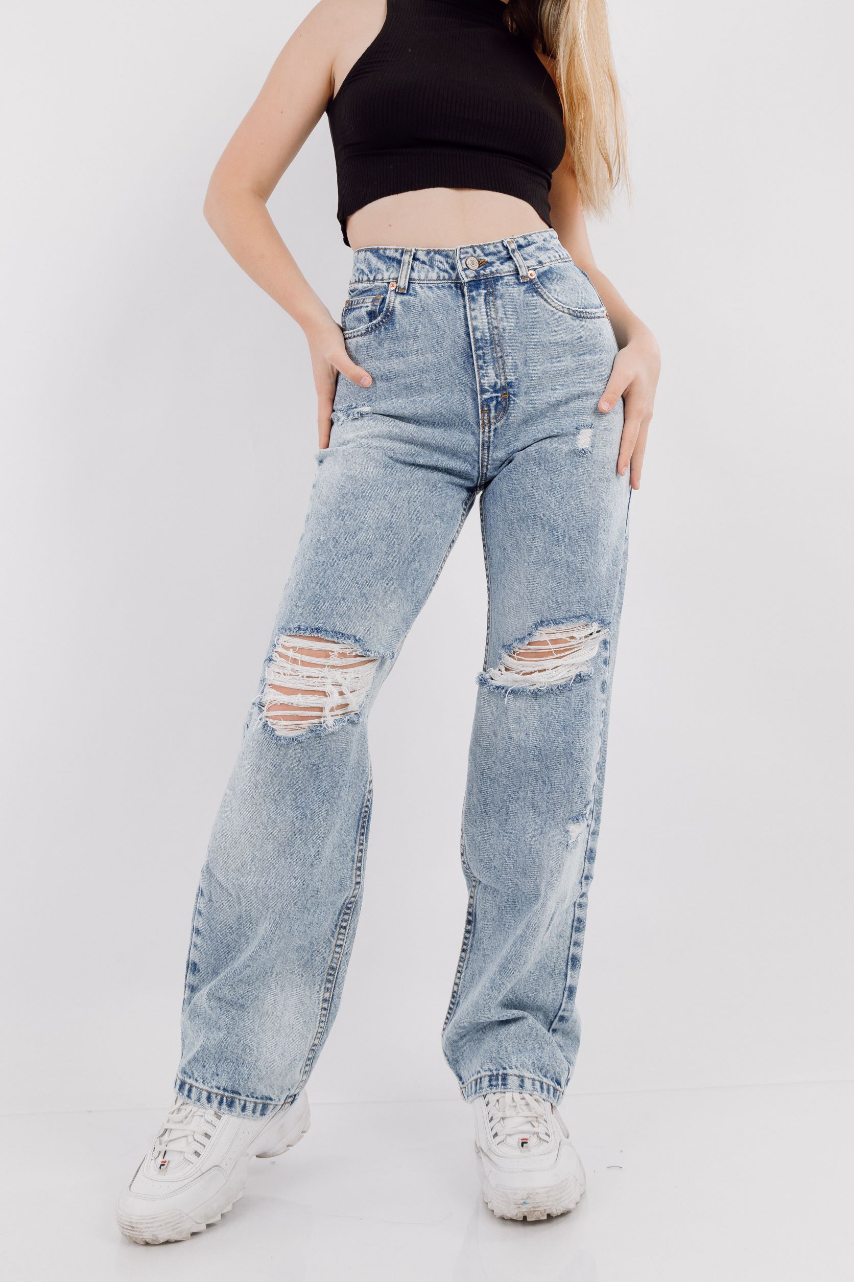 Ripley - DENIM JEAN MUJER DSHENK WIDE LEG DESTROYED CELESTE VINTAGE