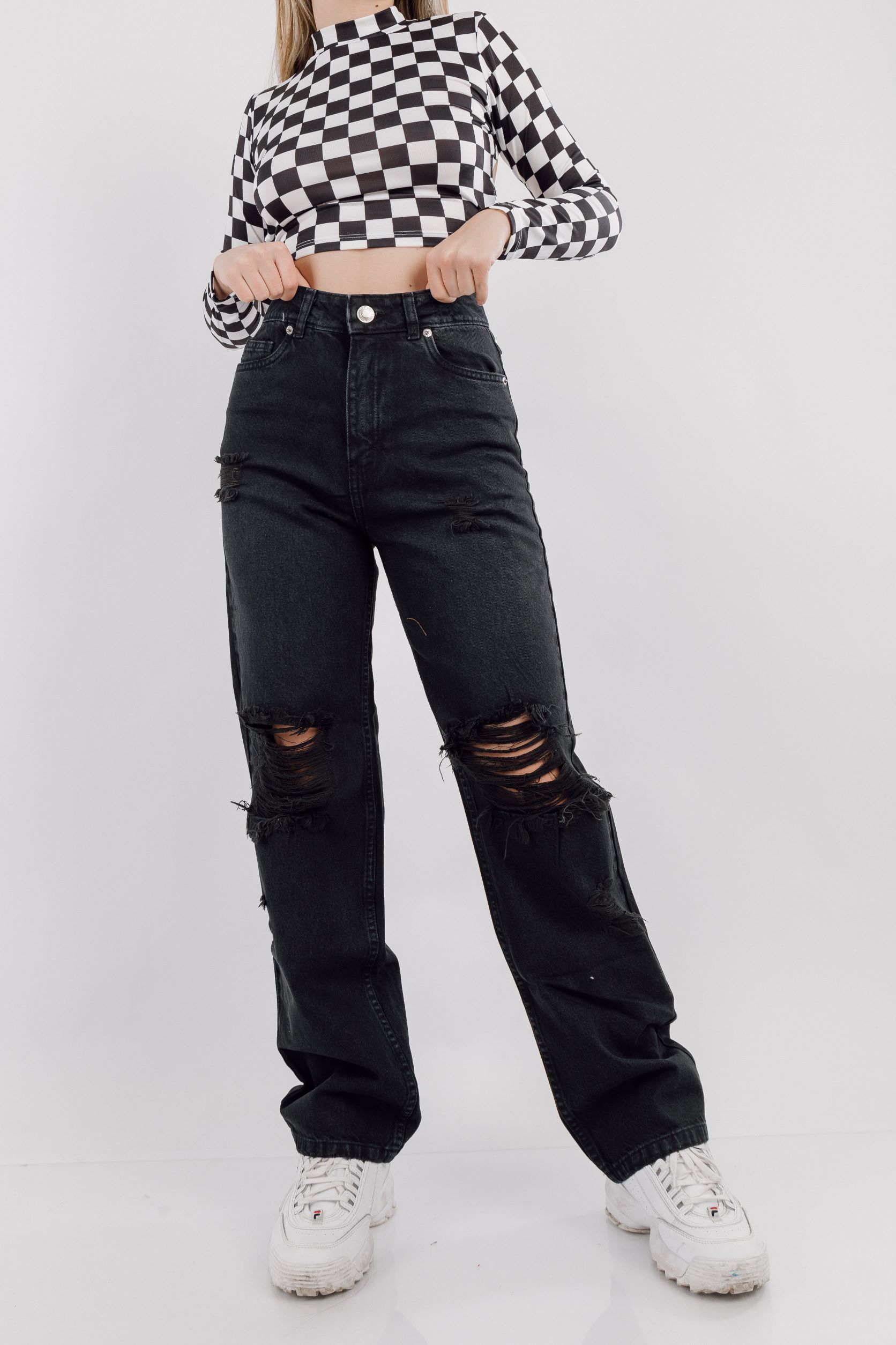 Ripley - DENIM JEAN MUJER DSHENK WIDE LEG DESTROYED NEGRO