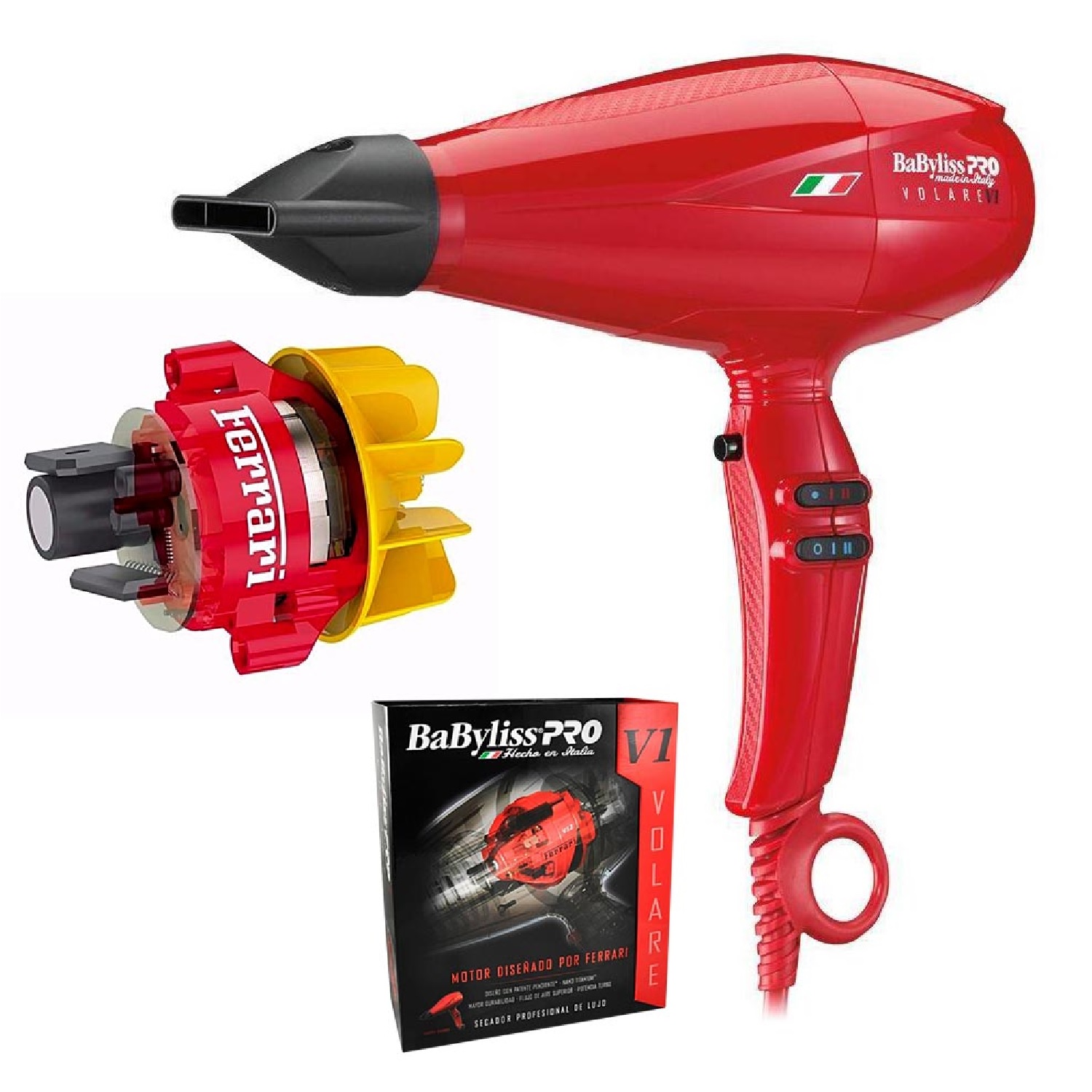 Ripley - SECADORA BABYLISS PRO VOLARE MOTOR DISEÑADO POR FERRARI ROJO