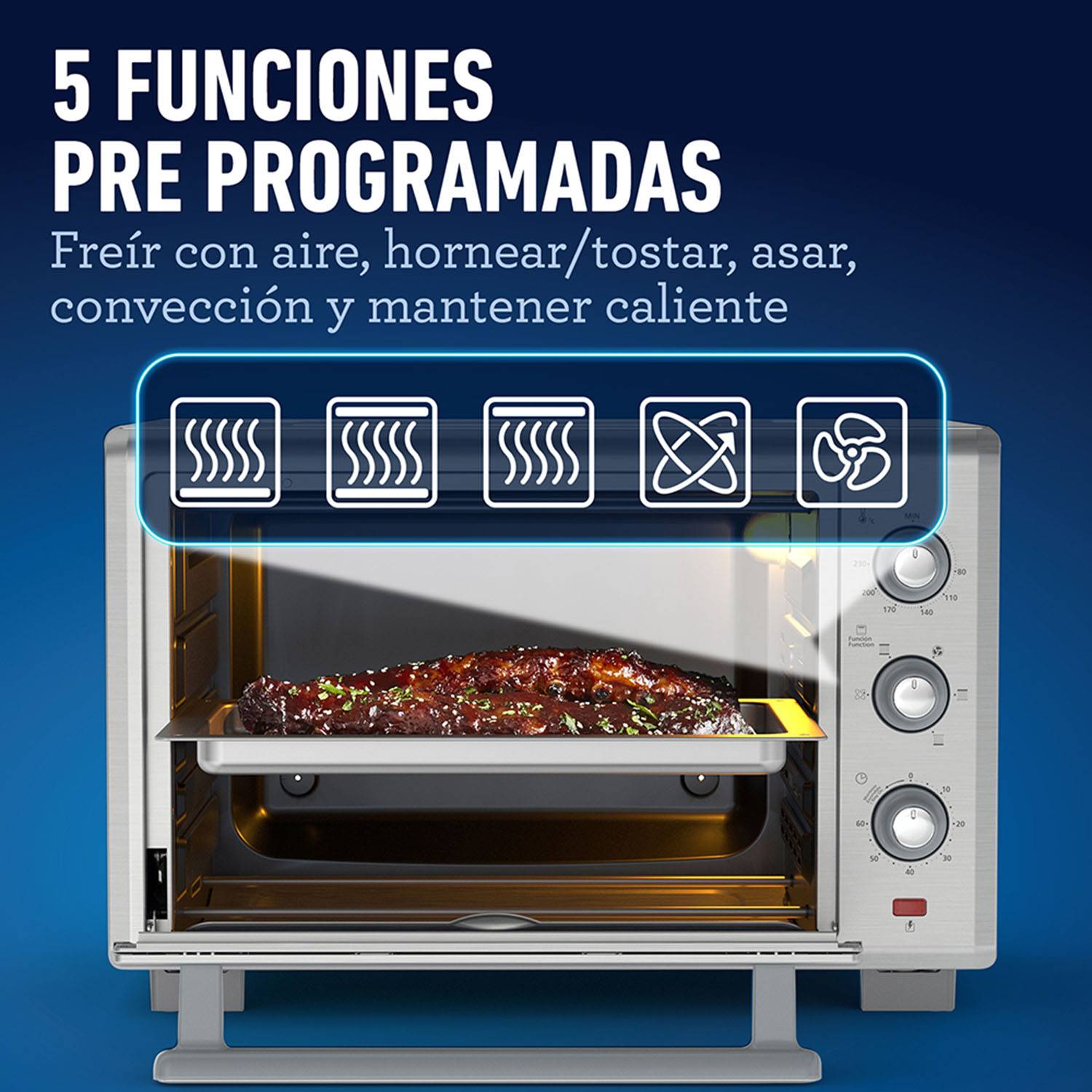 Ripley - HORNO CON FREIDORA DE AIRE OSTER 2135862 PLATEADO 35 LITROS