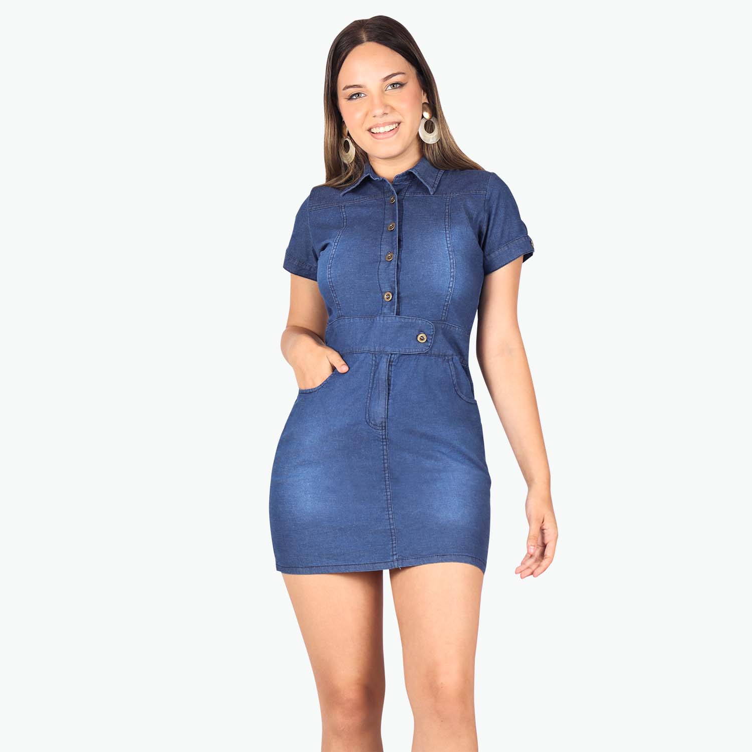 Women's Fashion Vestidos Casuales En Jean Women Casual Slim V