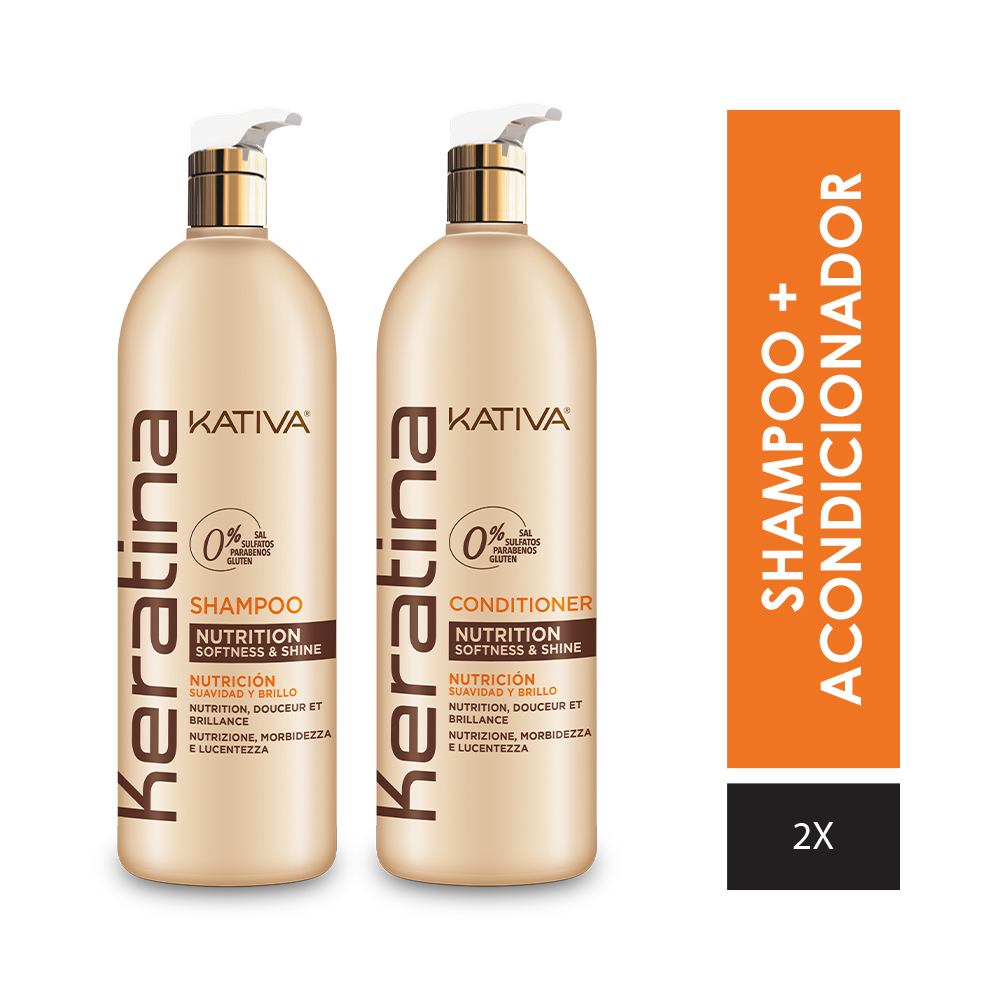 Ripley - PACK SHAMPOO + ACONDICIONADOR KATIVA KERATINA FRASCO 1L