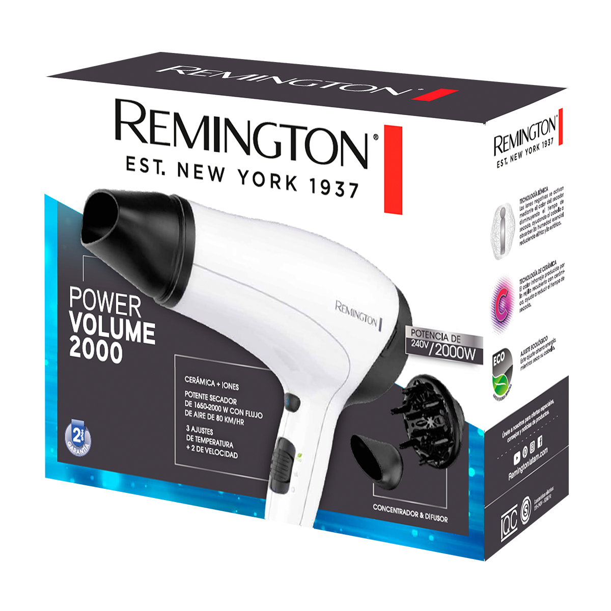 Ripley - SECADORA DE CABELLO REMINGTON POWER VOLUME 2000
