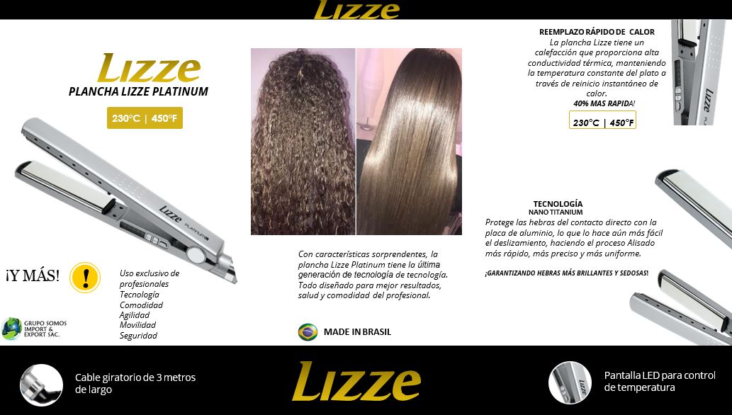 Ripley - PLANCHA ALISADORA DE CABELLO LIZZE PLATINUM