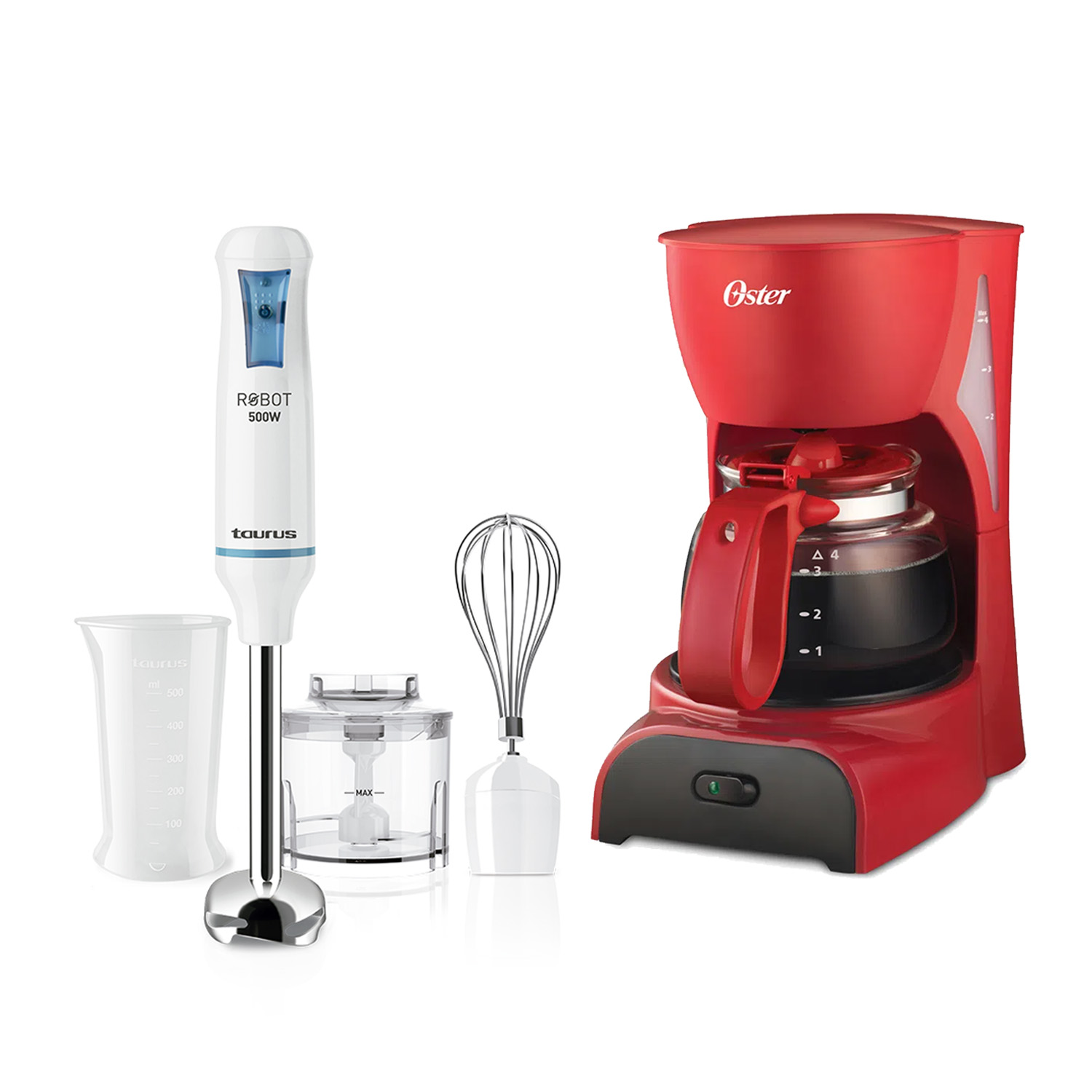 Ripley - COMBO CAFETERA OSTER BVSTDCDR5R+BATIDORA TAURUS ROBOT 500