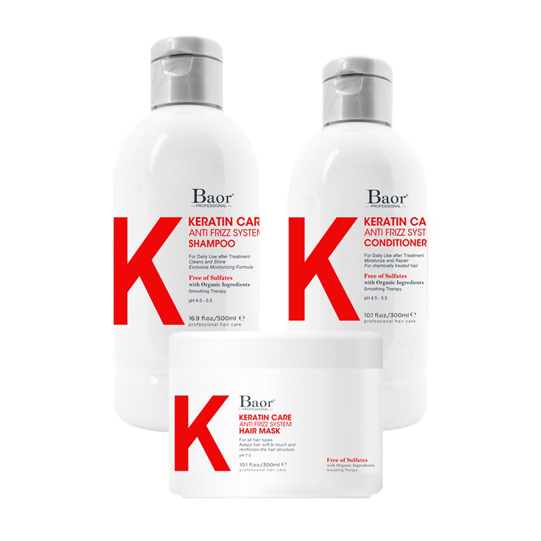 SHAMPOO + ACONDICIONADOR + MASCARILLA BAOR K KERATIN TRIO