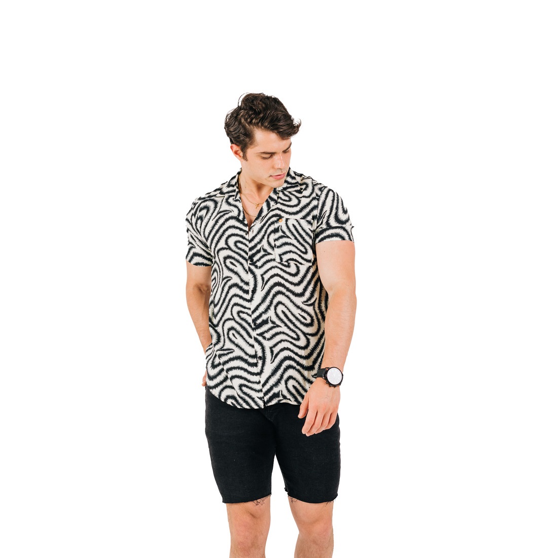 Ripley - CAMISA PLAYERA HOMBRE TROPIKL HAWAIANA CREAM ZEBRA PRINT SLIM FIT