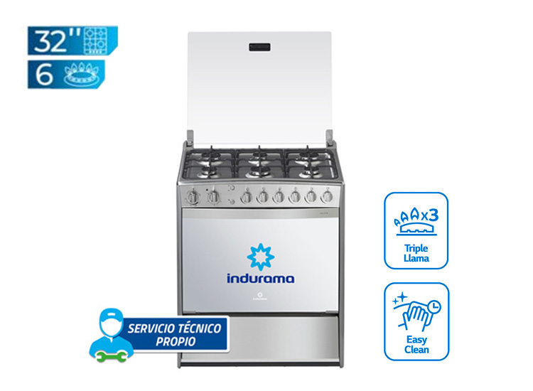 Ripley - INDURAMA COCINA A GAS GALICIA 6 HORNILLAS SILVER