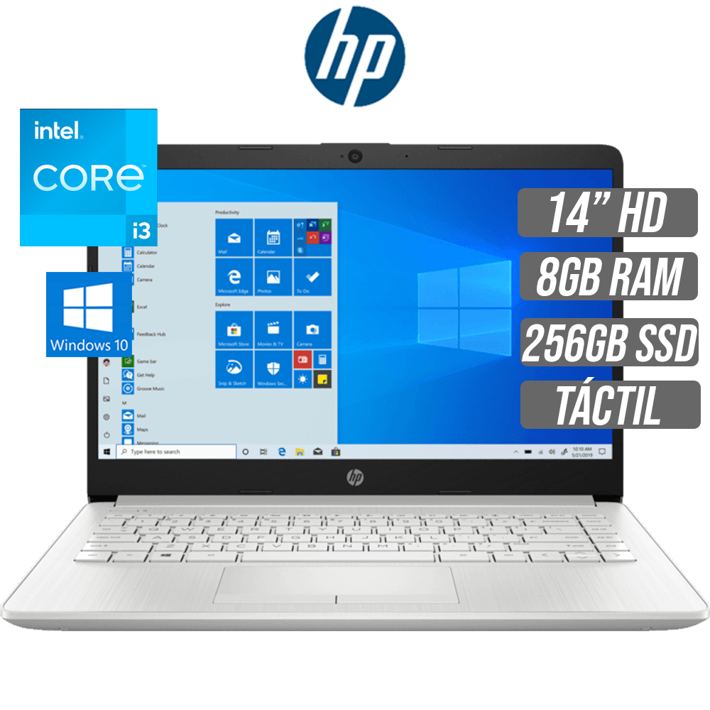 Ripley - LAPTOP HP 14-DQ2038MS, I3-1115G4 HASTA 4.1GHZ, MEMORIA 8GB RAM,  DISCO SOLIDO 256GB SSD, PANTALLA 14' HD TOUCH, WINDOWS 10