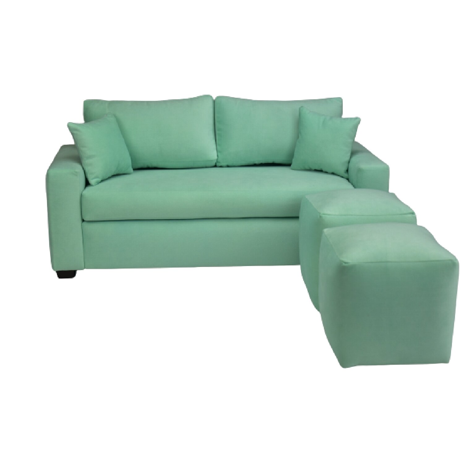 Ripley SOFÁ BILDUN ROMME MELISS 3 CUERPOS FELPA VERDE AGUA + 2 POUF