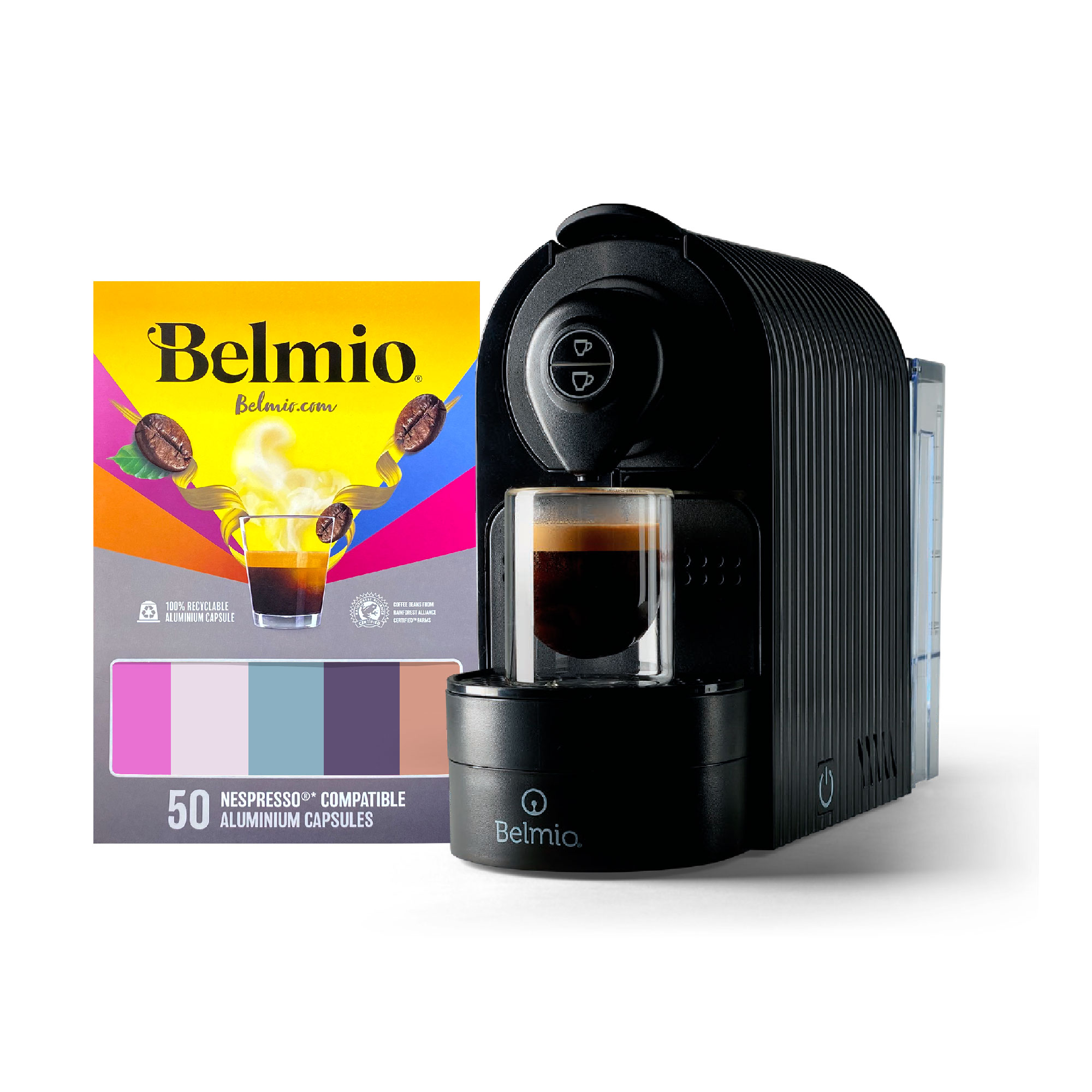 Ripley - CAFETERA NEGRA PARA CÁPSULAS + PACK 150 CÁPSULAS SUGERENCIAS BELMIO