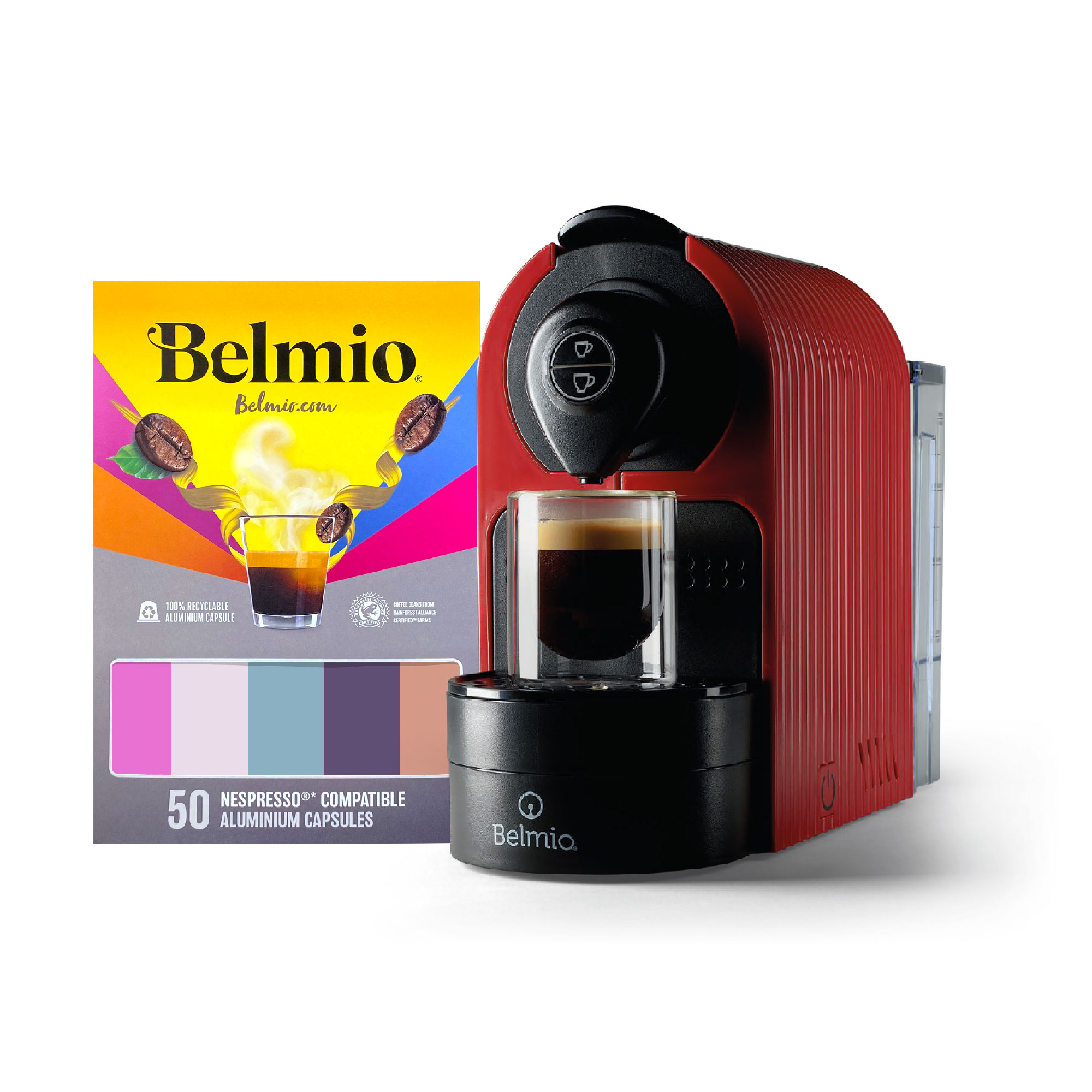 Ripley - CAFETERA ROJA PARA CÁPSULAS + PACK 150 CÁPSULAS SUGERENCIAS BELMIO