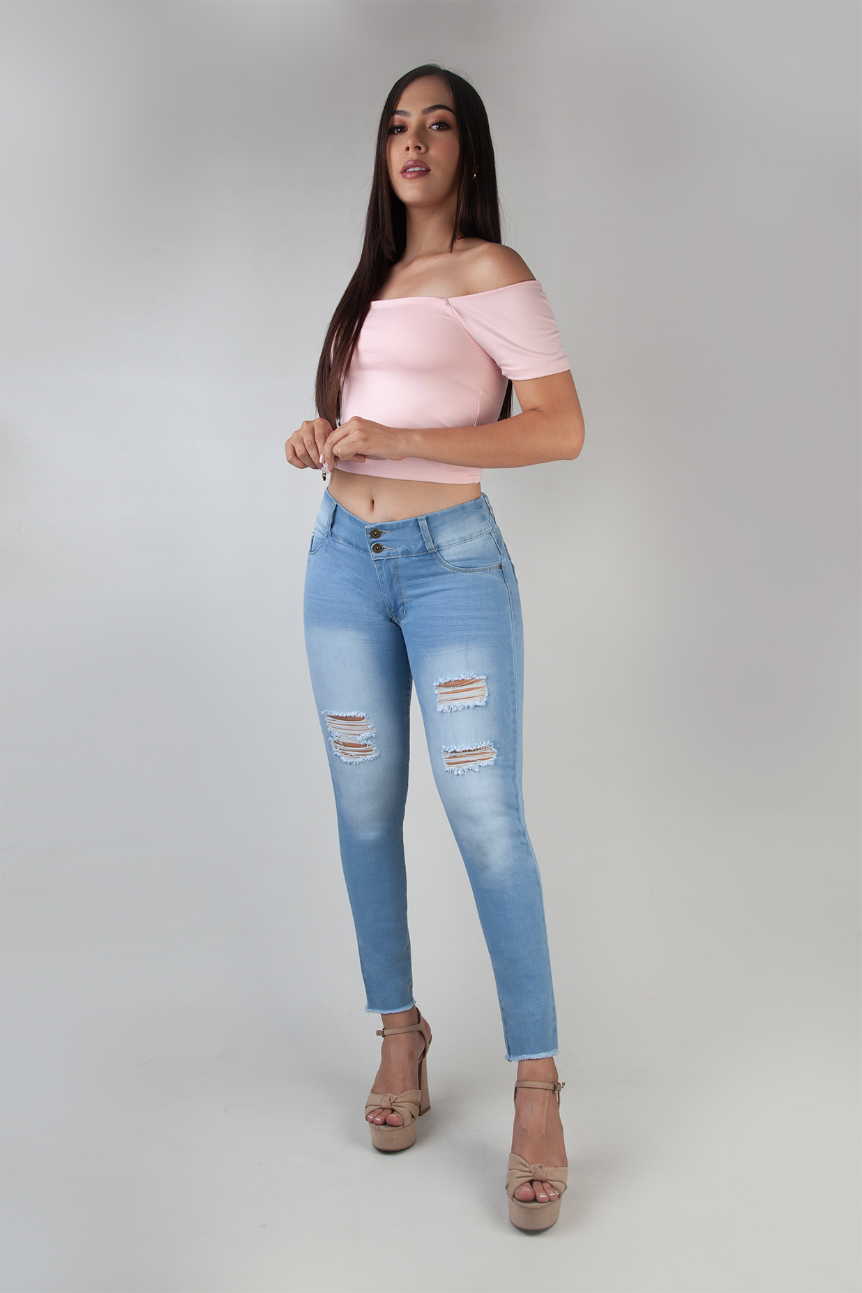 pantalón levanta cola para dama, jean vaquero color azul - blussjeans