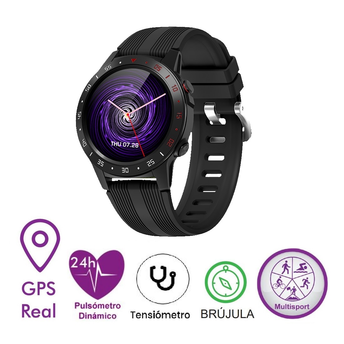 Ripley - LEOTEC RELOJ INTELIGENTE MULTISPORT GPS BLACK