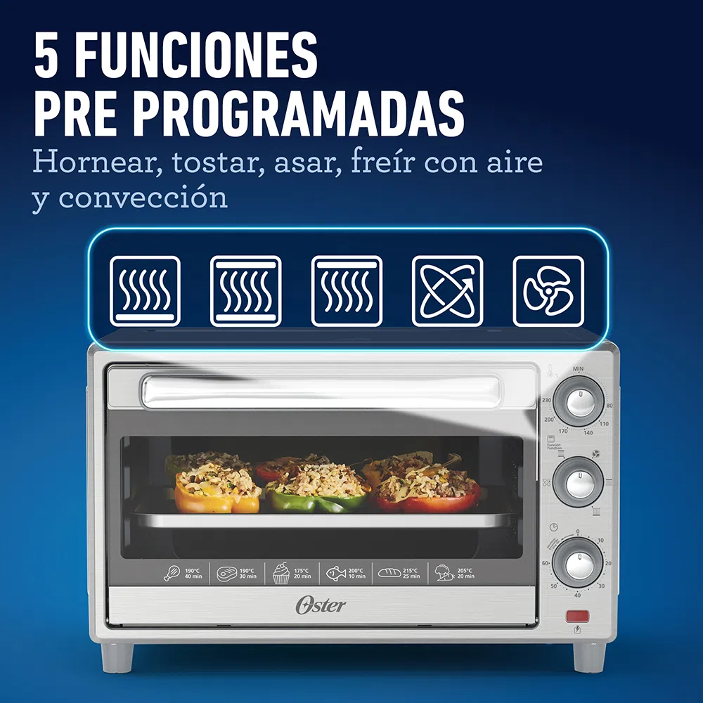 Ripley - HORNO 25 LITROS OSTER TSSTTVLS25 CON FREIDORA DE AIRE