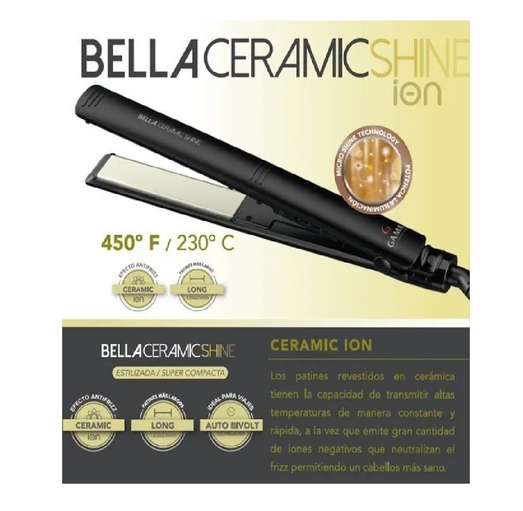 Ripley - PLANCHA ALISADORA GAMA BELLA CERAMIC SHINE 446°F