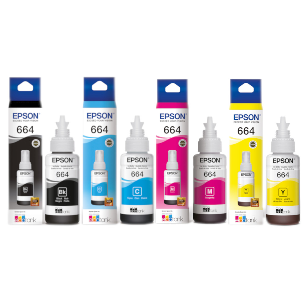 Ripley - PACK DE 4 TINTAS T664 EPSON ORIGINALES (NEGRO,CYAN,MAGENTA Y  AMARILLO)