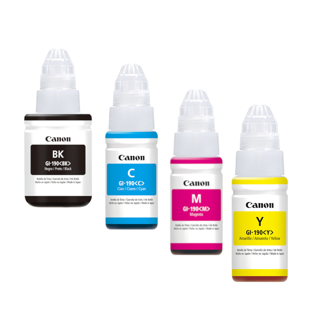 Ripley - PACK DE 4 TINTAS GI-190 CANON ORIGINALES (NEGRO,CYAN,MAGENTA Y  AMARILLO)