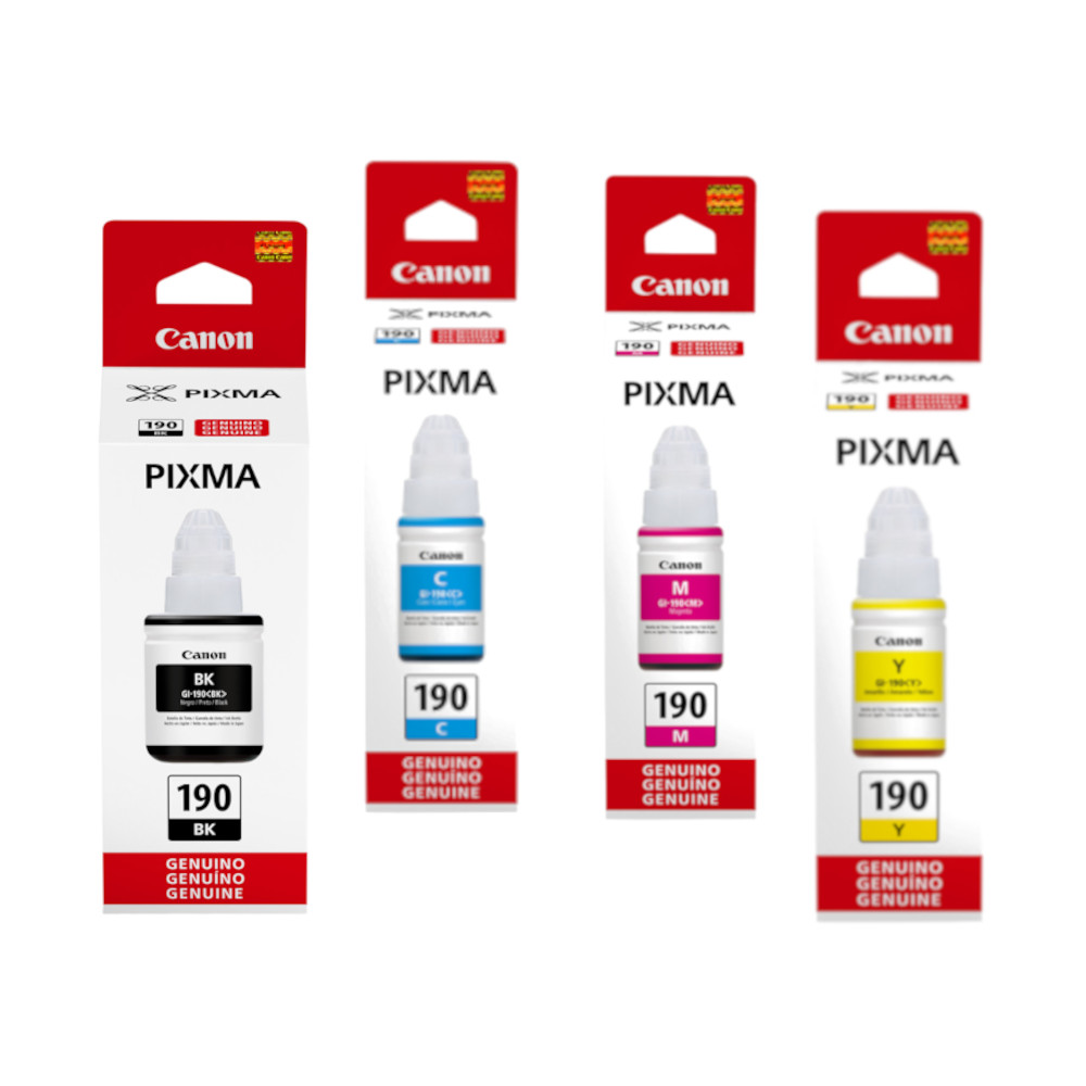 Ripley - PACK DE 4 TINTAS GI-190 CANON ORIGINALES (NEGRO,CYAN,MAGENTA Y  AMARILLO)