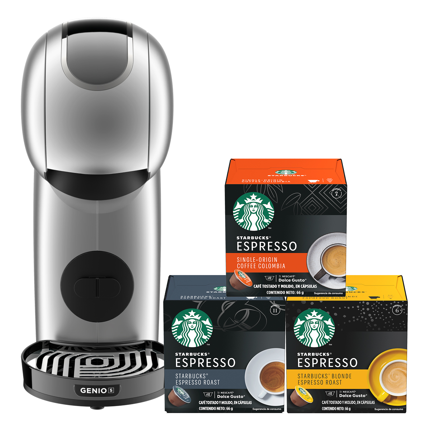 Ripley - CAFETERA NESCAFÉ DOLCE GUSTO GENIO S TOUCH SILVER + CÁPSULAS DE  CAFÉ STARBUCKS NEGROS X3 CAJAS