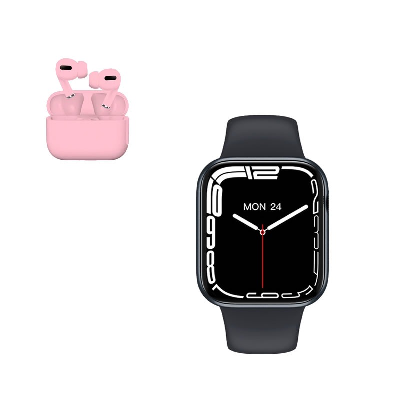 Ripley - SMARTWATCH HANDS UP HW37 NEGRO Y AUDIFONO I13 PRO ROSADO