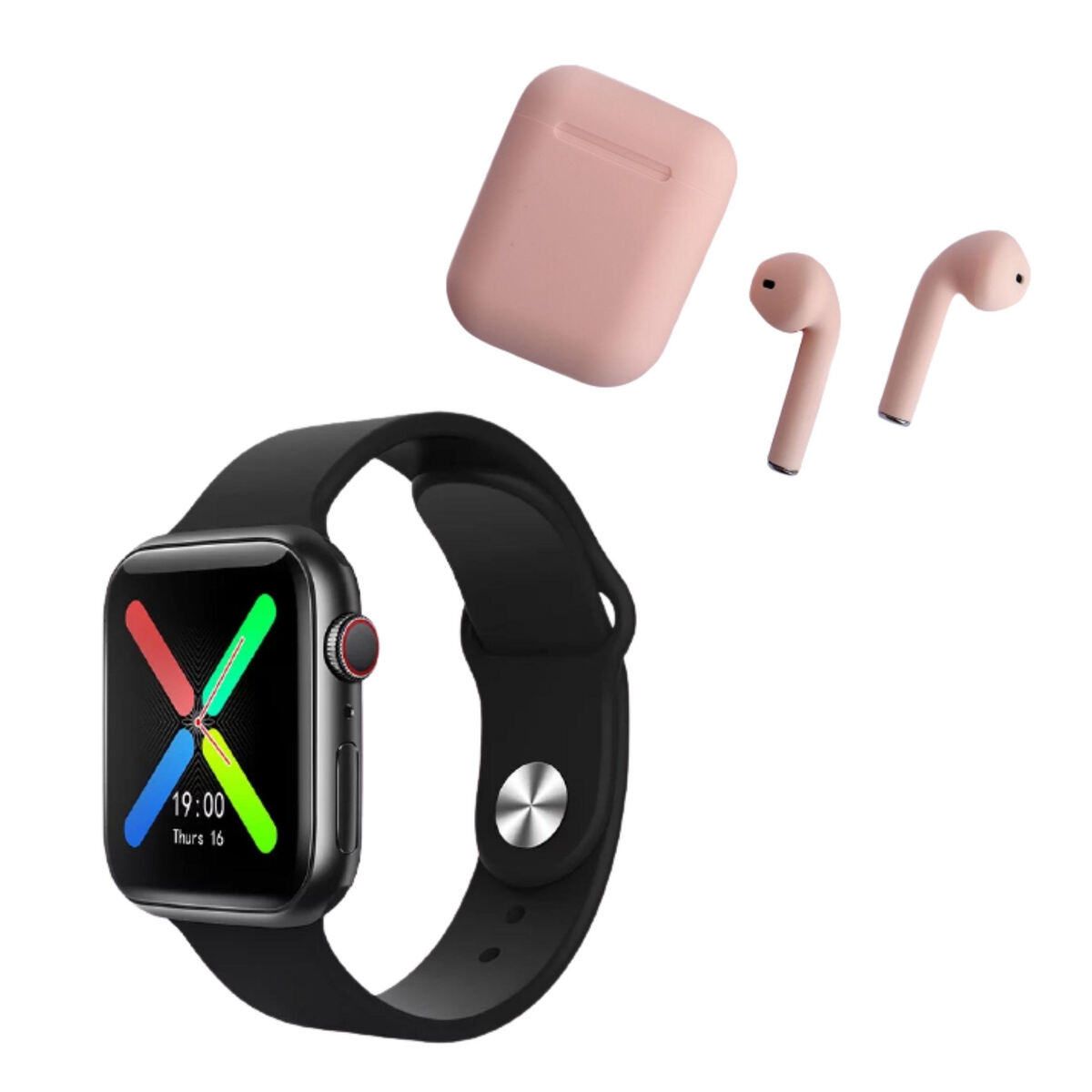 Ripley - SMARTWATCH HANDS UP T500 PLUS NEGRO Y AUDIFONO I12 ROSADO