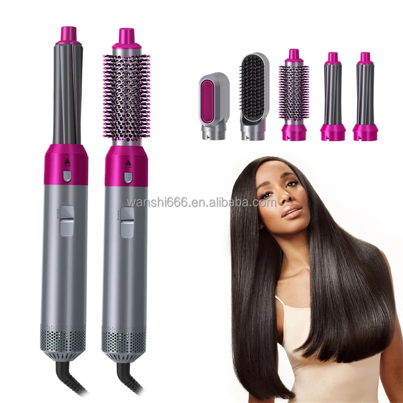 Ripley - PEINE CEPILLO SECADORA 5 EN 1 PARA CABELLO + TENACILLAS RIZADORAS  5 EN 1