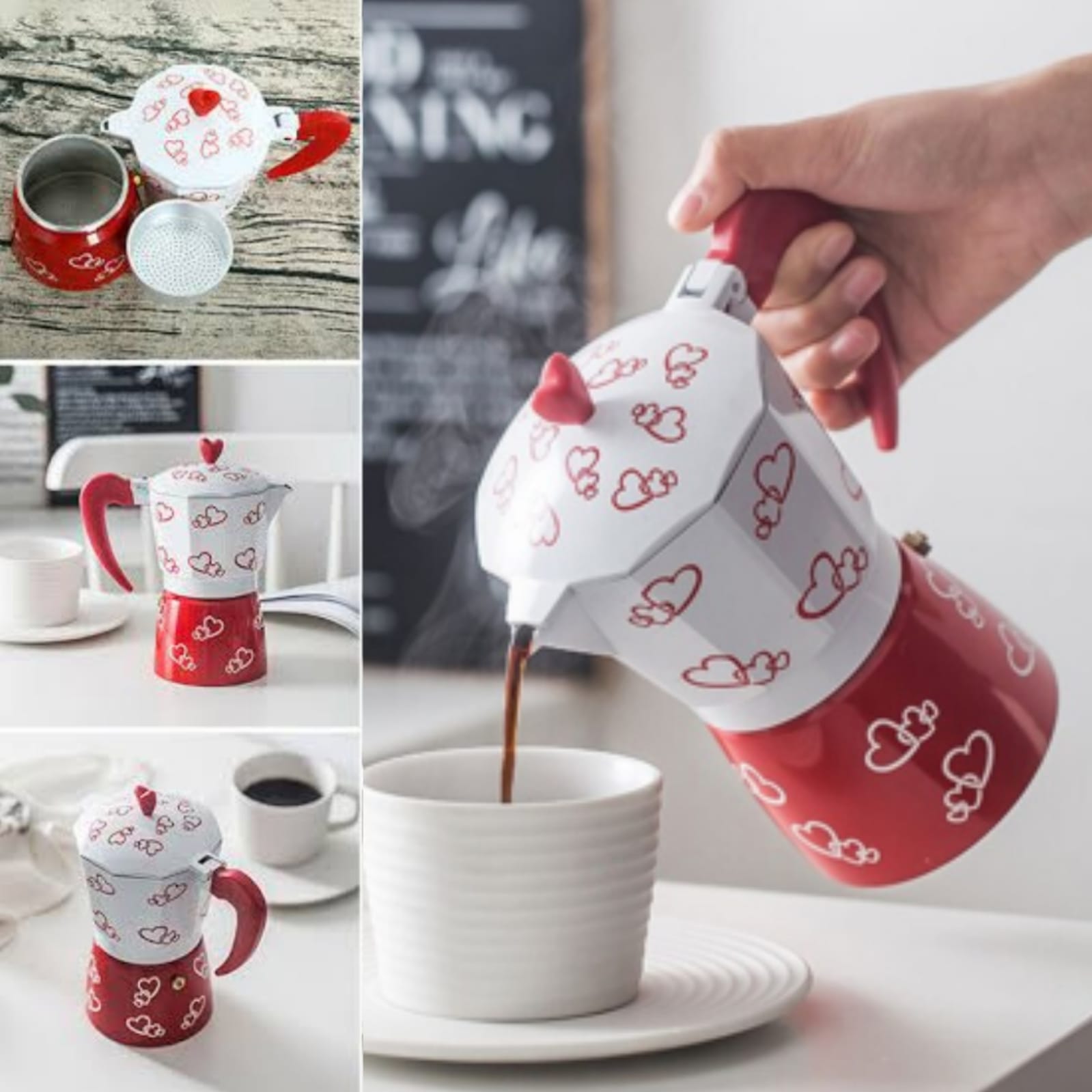 Ripley - CAFETERA ITALIANA 6 TZAS CORAZONES