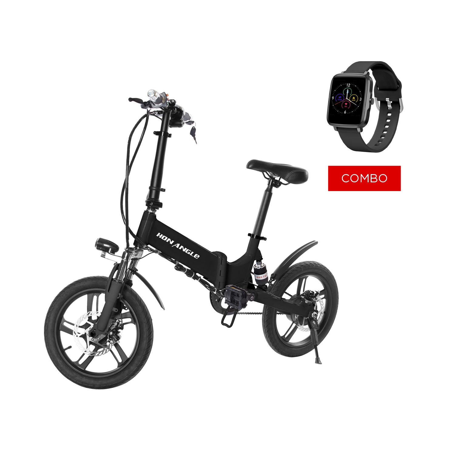 Ripley - BICICLETA ELÉCTRICA HON ANGLE ZM16007 NEGRO + SMARTWATCH KUMI KU1S
