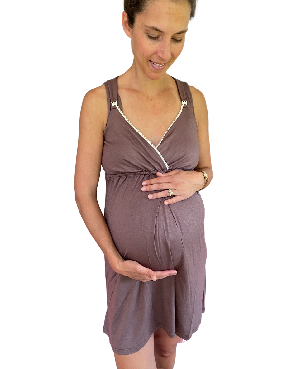 Ripley - CAMISA DE DORMIR MATERNAL Y LACTANCIA FERNANDA TAUPE
