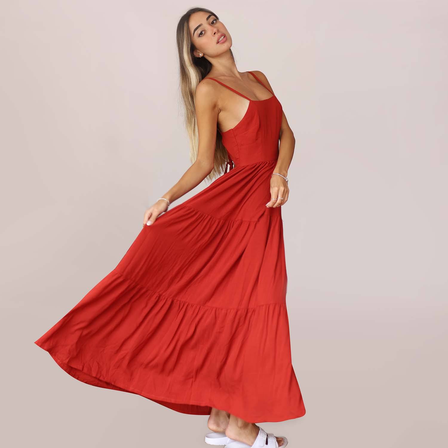 Ripley - VESTIDO VANITY CORAL LADRILLO