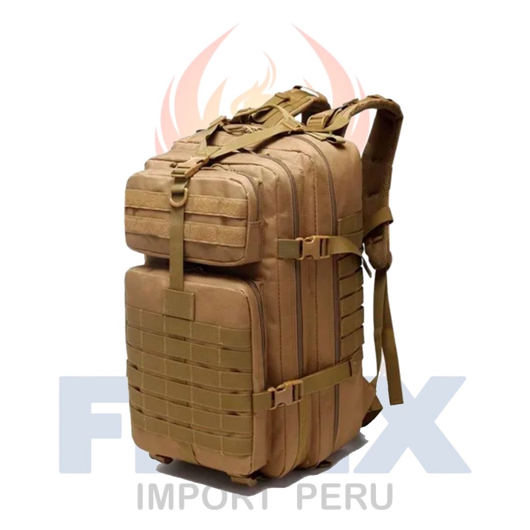 MOCHILA TÃ CTICA FENIX IMPORT TIPO MILITAR GRANDE DE 45 LITROS CAMPING M1  BEIGE