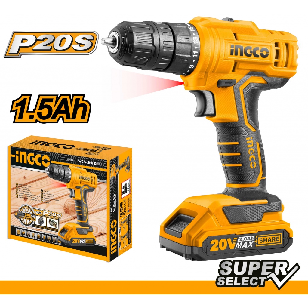Ripley - TALADRO ATORNILLADOR INGCO 20V + CARGADOR CDLI20011