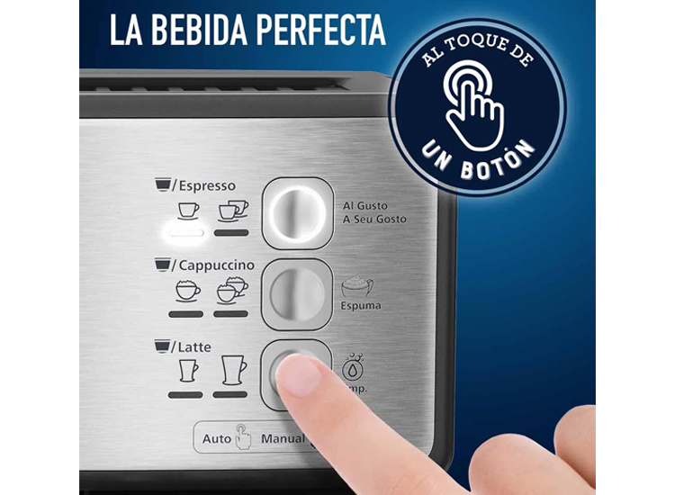 oster cafetera automática de espresso primalatte 1050w plateada bvstem6603ss