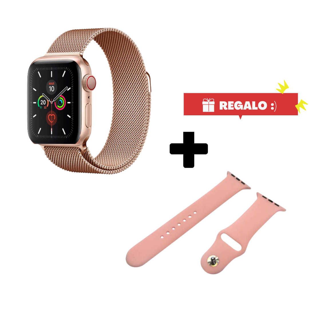 Ripley - SMARTWATCH SERIE 6 ORO ROSA MALLAS + CORREA SILICONA ROSA
